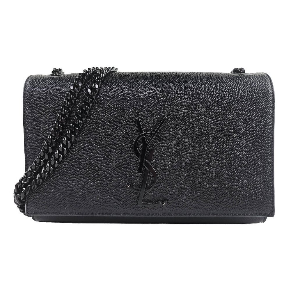 Saint Laurent Grain De Poudre Medium Classic Monogram Kate Satchel Black
